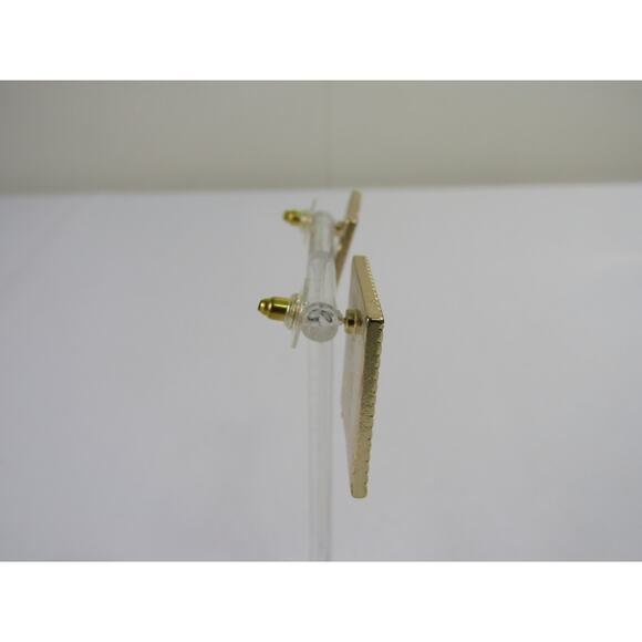 Rhinestone Gold Tone Stud Dangly Earrings 1" Boho Cottagecore Minimalist Neutral - Picture 4 of 6